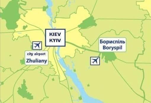 Карта аэропортов Киева