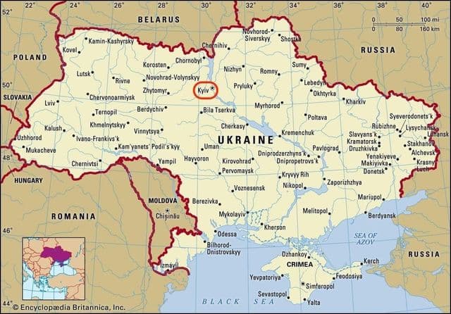 Киев на карте Украины
